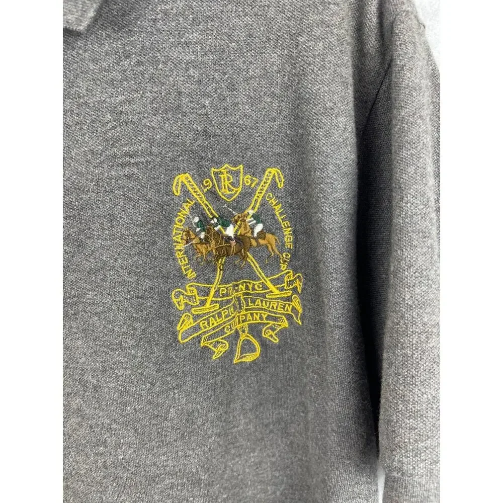 VTG Ralph Lauren Polo Shirt Men's 2XL Gray Short Sleeve Crest Challenge Cup 1967